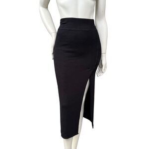 Vintage Y2K Wilfred Free Aritzia Maxi Skirt High Slit Black Knit Minimalist XS